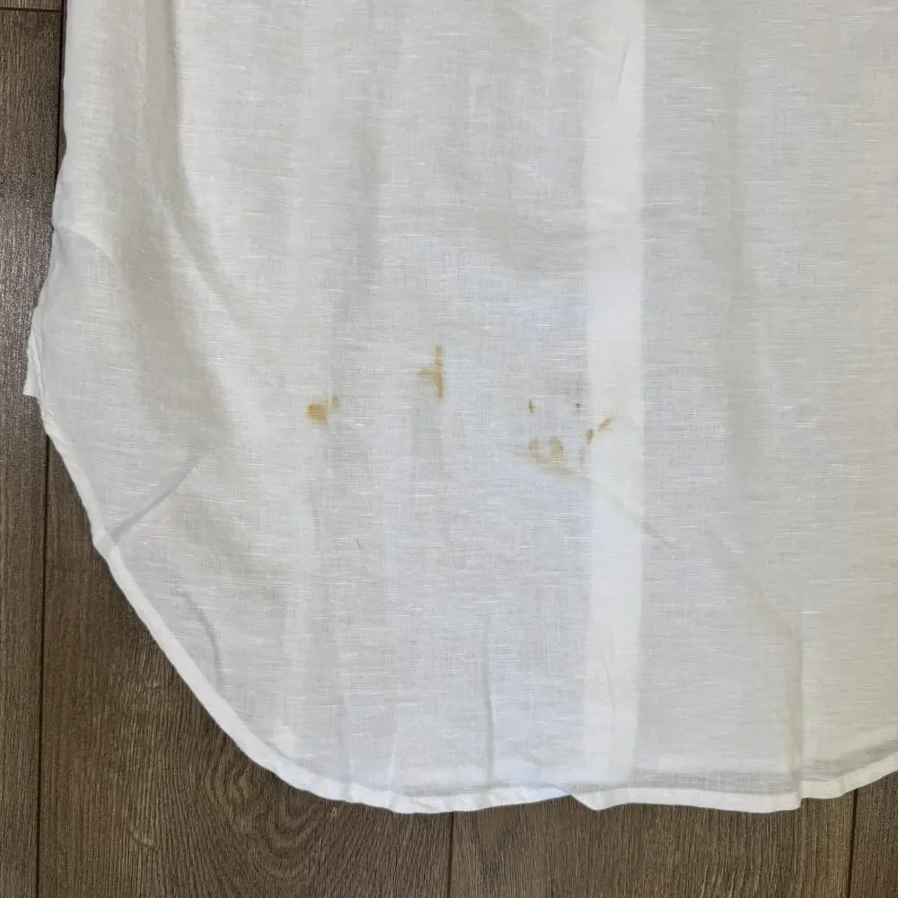 J.Crew Relaxed-Fit Beach Shirt 2XS White Swim Cover Up Linen Blend Long Sleeve